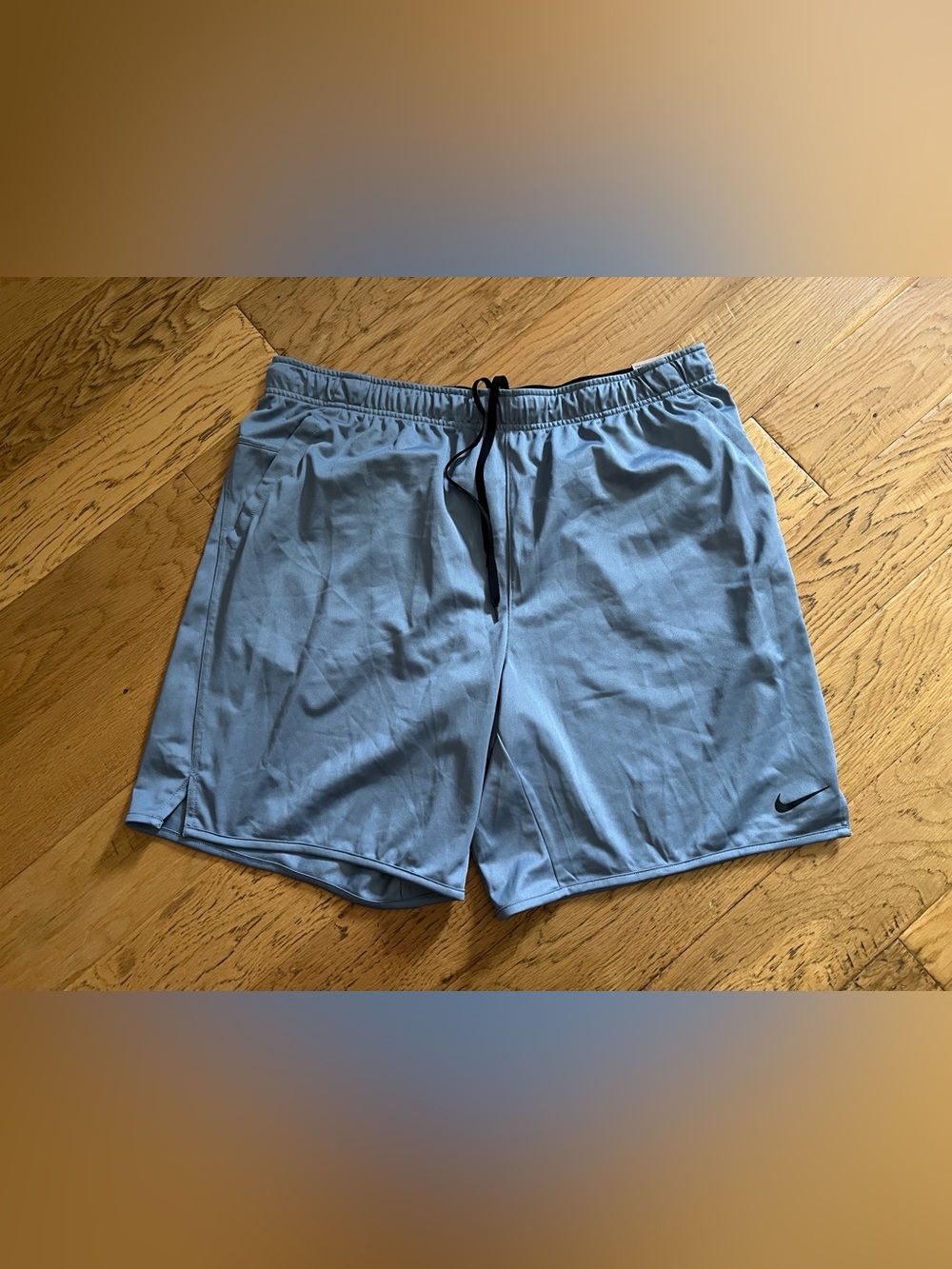 Nike Men’s Sky Blue Athletic Shorts with Black Drawstring